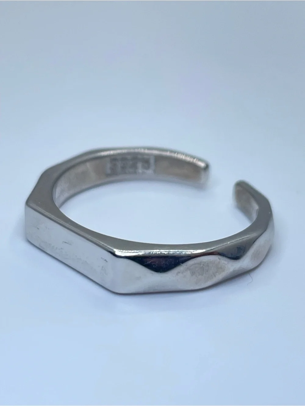 925 Sterling Silver Open Band Ring Sz 8 Minimalist Modern Geometric Stacking